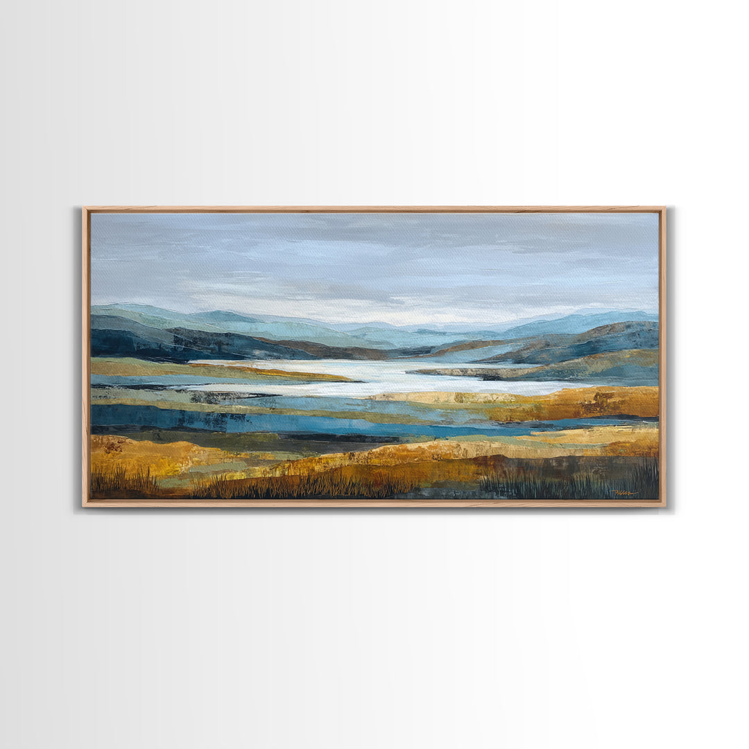 Oversized Abstract Landscape Framed Canvas Print, Above Sofa Art, Contemporary Art, Living Room Decor, Oil Painting, Statement, ASA-2x1-45