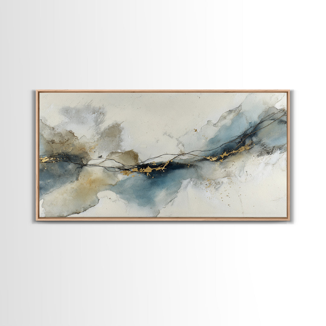 Minimal Black Ink Composition Canvas Print, Above Sofa Art, Mid Century Modern, Living Room Decor, Fine Art, Statement, ASA-2x1-52
