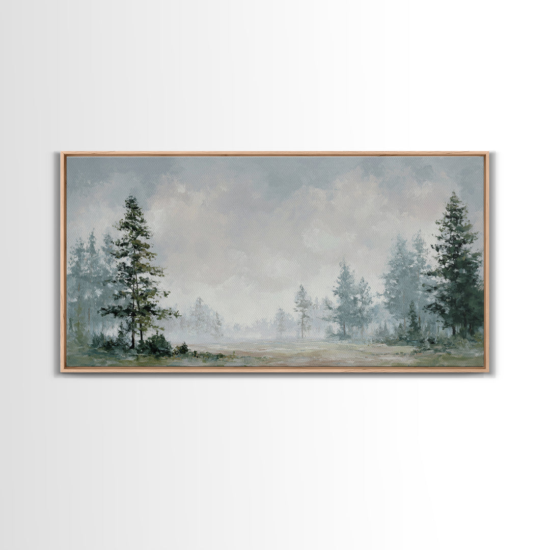 Modern Scandinavian Forest Framed Canvas Print, Above Sofa Art, Canvas Print, Living Room Decor, Fine Art, Statement, ASA-2x1-59