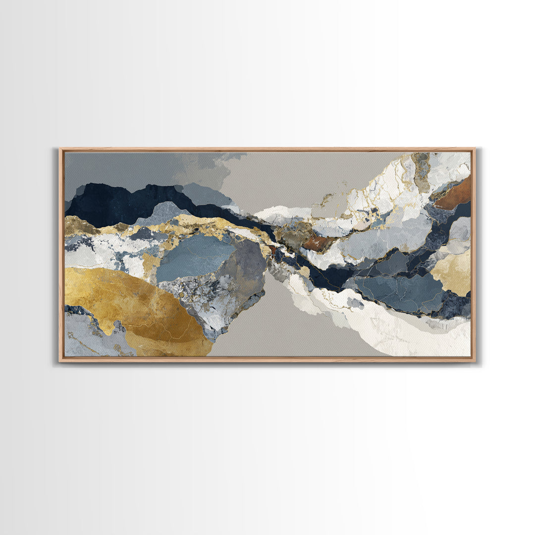 Luxury Monochrome Stone Composition Canvas Print, Above Sofa Art, Horizontal Wall Art, Living Room Decor, Fine Art, Statement, ASA-2x1-63