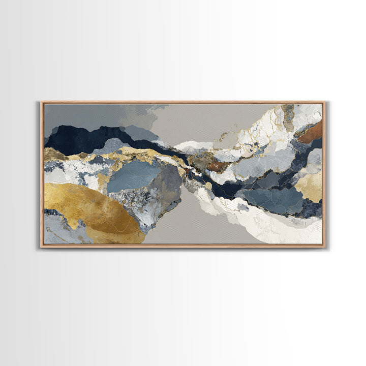 Luxury Monochrome Stone Composition Canvas Print, Above Sofa Art, Horizontal Wall Art, Living Room Decor, Fine Art, Statement, ASA-2x1-63