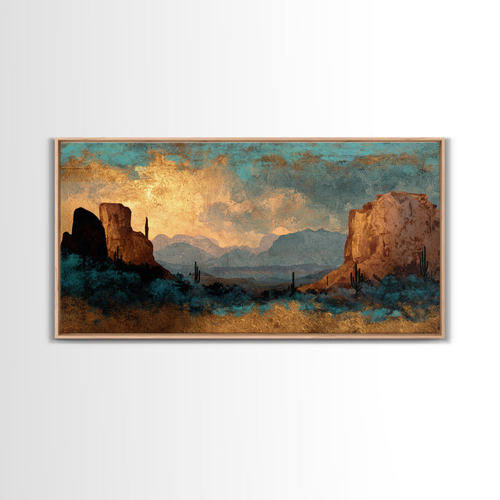 Desert Mesa Panorama Canvas Print, Above Sofa Art, Canvas Wall Art, Living Room Decor, Oil Painting, Statement, ASA-2x1-64