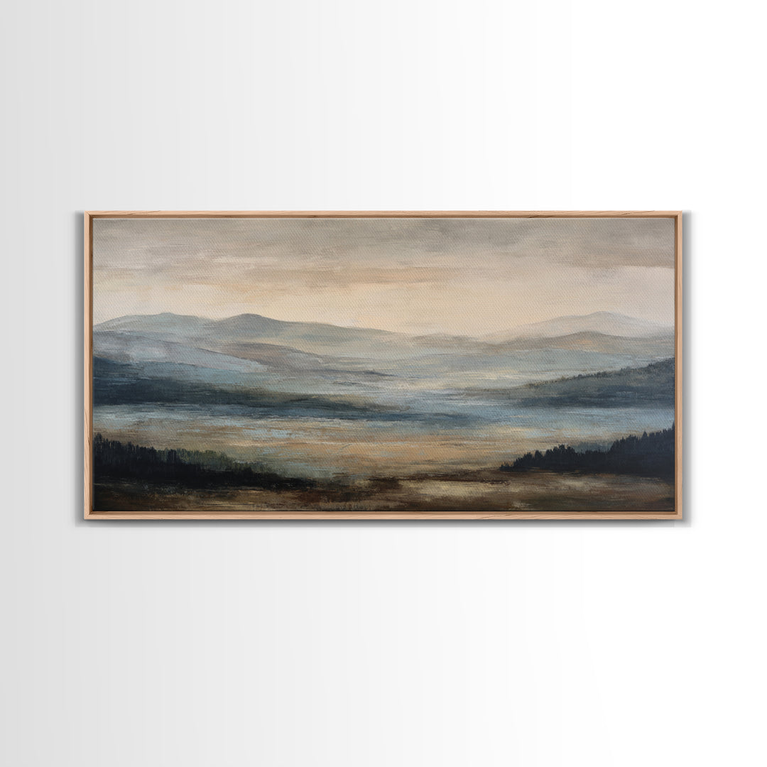 Oversized Abstract Landscape Canvas Print, Above Sofa Art, Framed Wall Art, Living Room Decor, Statement, Living Room Wall Art, ASA-2x1-69