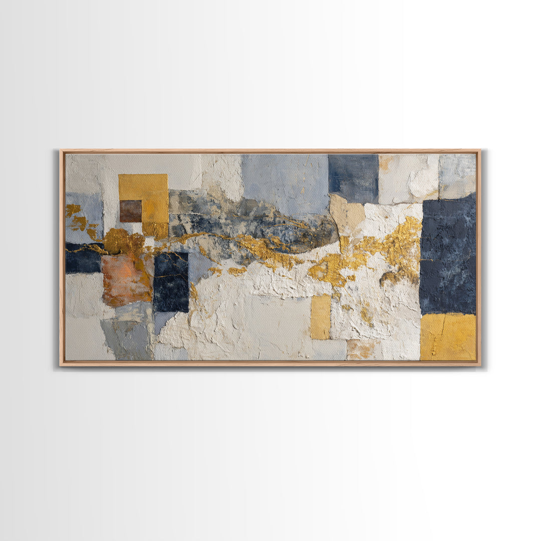 Textured Plaster Abstract Framed Canvas Print, Above Sofa Art, Contemporary Art, Living Room Decor, Abstract Art, Statement, ASA-2x1-7
