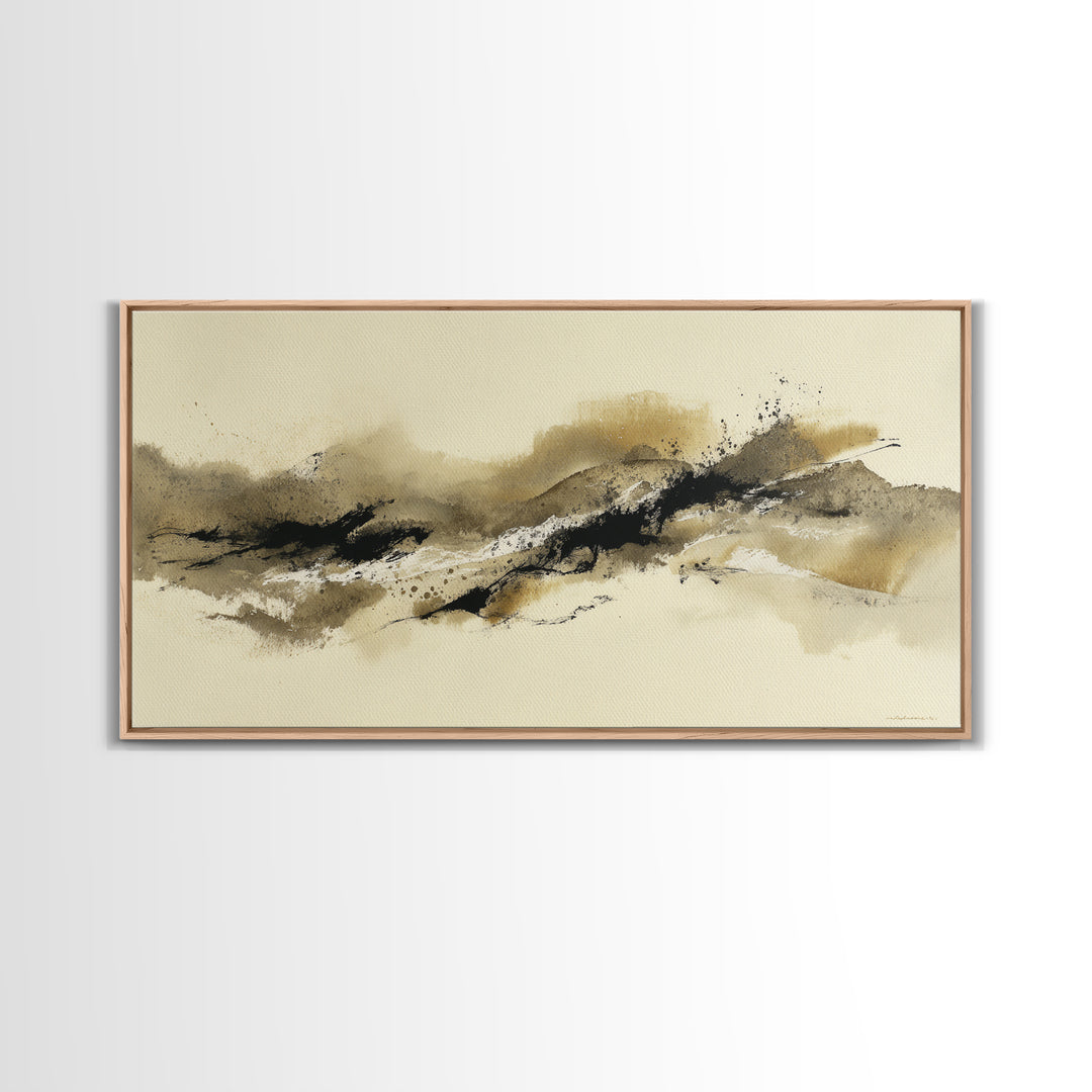 Minimal Black Ink Composition Canvas Print, Above Sofa Art, Wall Art Print, Living Room Decor, Fine Art, Statement, Modern Art, ASA-2x1-76
