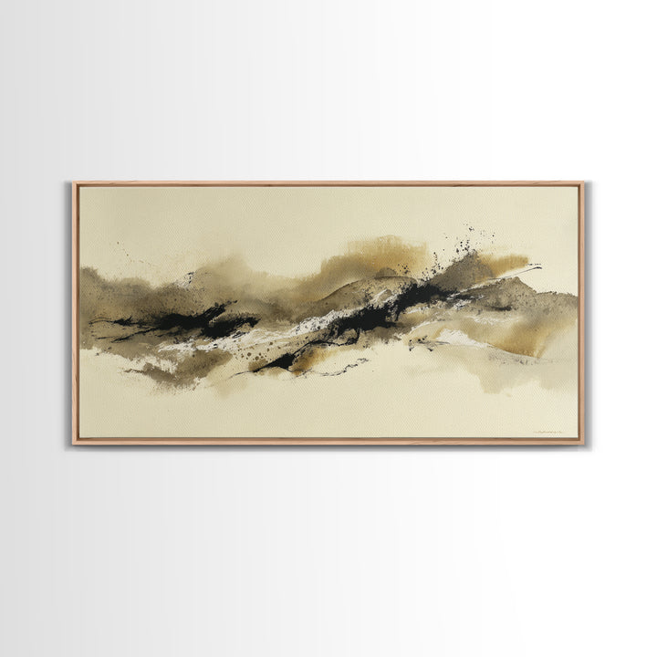 Minimal Black Ink Composition Canvas Print, Above Sofa Art, Wall Art Print, Living Room Decor, Fine Art, Statement, Modern Art, ASA-2x1-76