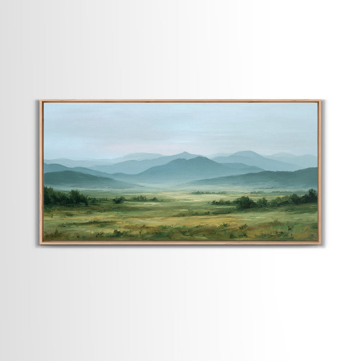 Wide Olive and Beige Meadow Panorama Canvas Print, Above Sofa Art, Art Print, Living Room Decor, Fine Art, Statement, ASA-2x1-78