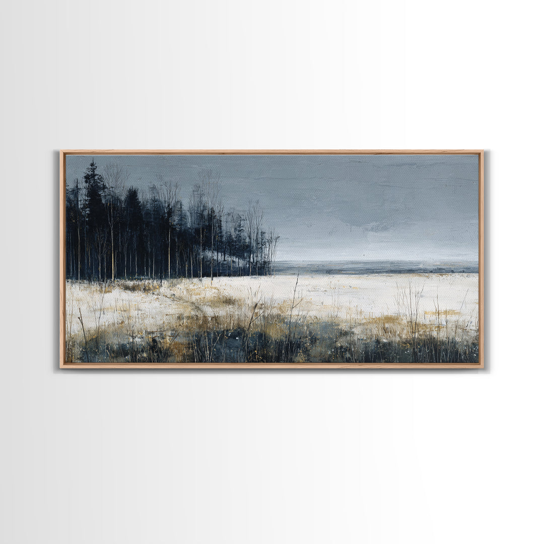 Modern Scandinavian Forest Framed Canvas Print, Above Sofa Art, Room Decor, Living Room Decor, Oil Painting, Statement, ASA-2x1-83