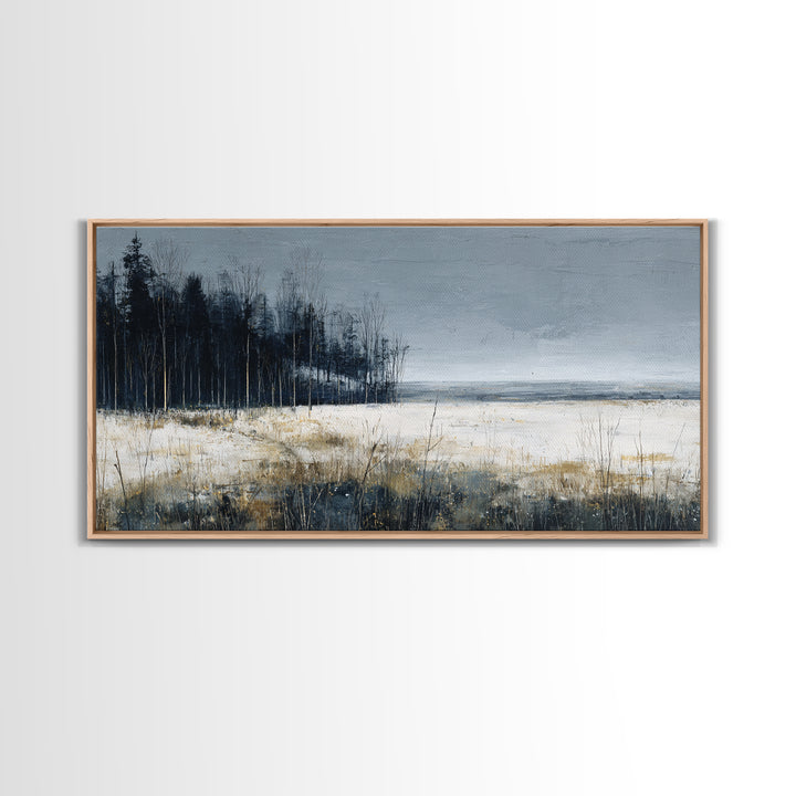 Modern Scandinavian Forest Framed Canvas Print, Above Sofa Art, Room Decor, Living Room Decor, Oil Painting, Statement, ASA-2x1-83