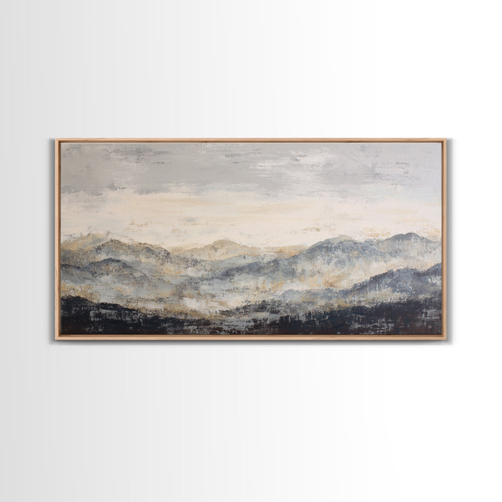 Sunlit Rolling Hills Framed Canvas Print, Above Sofa Art, Mid Century Modern, Living Room Decor, Fine Art, Statement, ASA-2x1-85