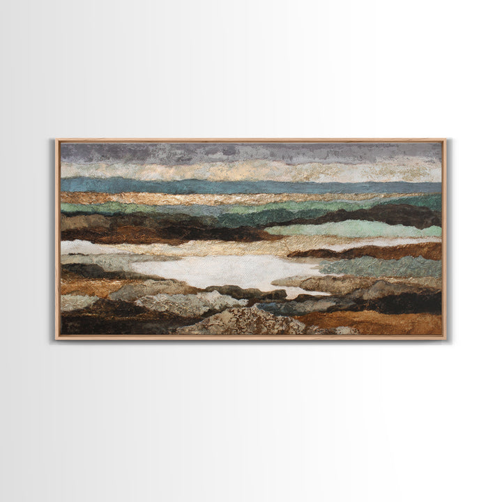 Oversized Abstract Landscape Canvas Print, Above Sofa Art, Framed Wall Art, Living Room Decor, Statement, Living Room Wall Art, ASA-2x1-93