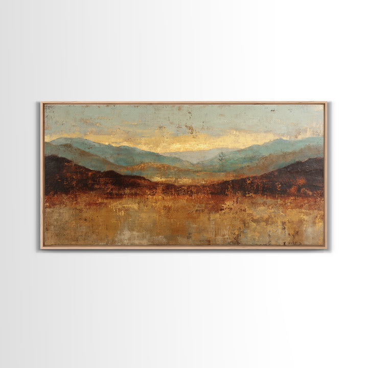 Abstract Canyon Landscape Framed Canvas Print, Above Sofa Art, Frame Tv Art, Living Room Decor, Statement, Coastal Wall Art, ASA-2x1-99