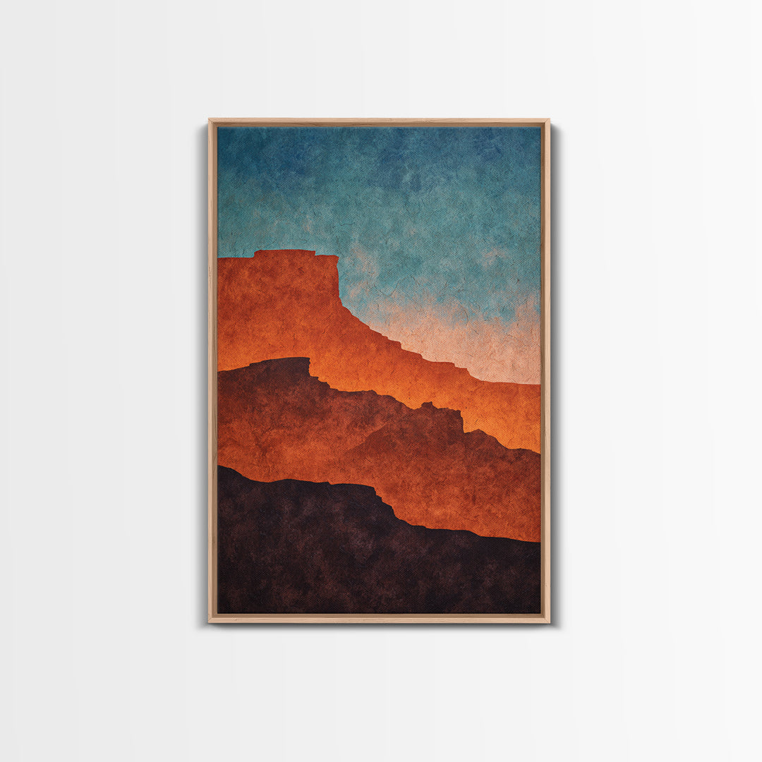 Desert Mesa Panorama Framed Canvas Print, Above Sofa Art, Minimalist Wall Art, Living Room Decor, Fine Art, Statement, ASA-2x3-100