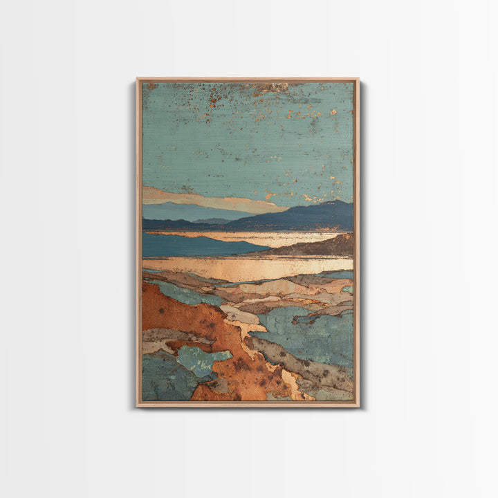 Abstract Canyon Landscape Canvas Print, Above Sofa Art, 3 Piece Wall Art, Living Room Decor, Oil Painting, Statement, ASA-2x3-15