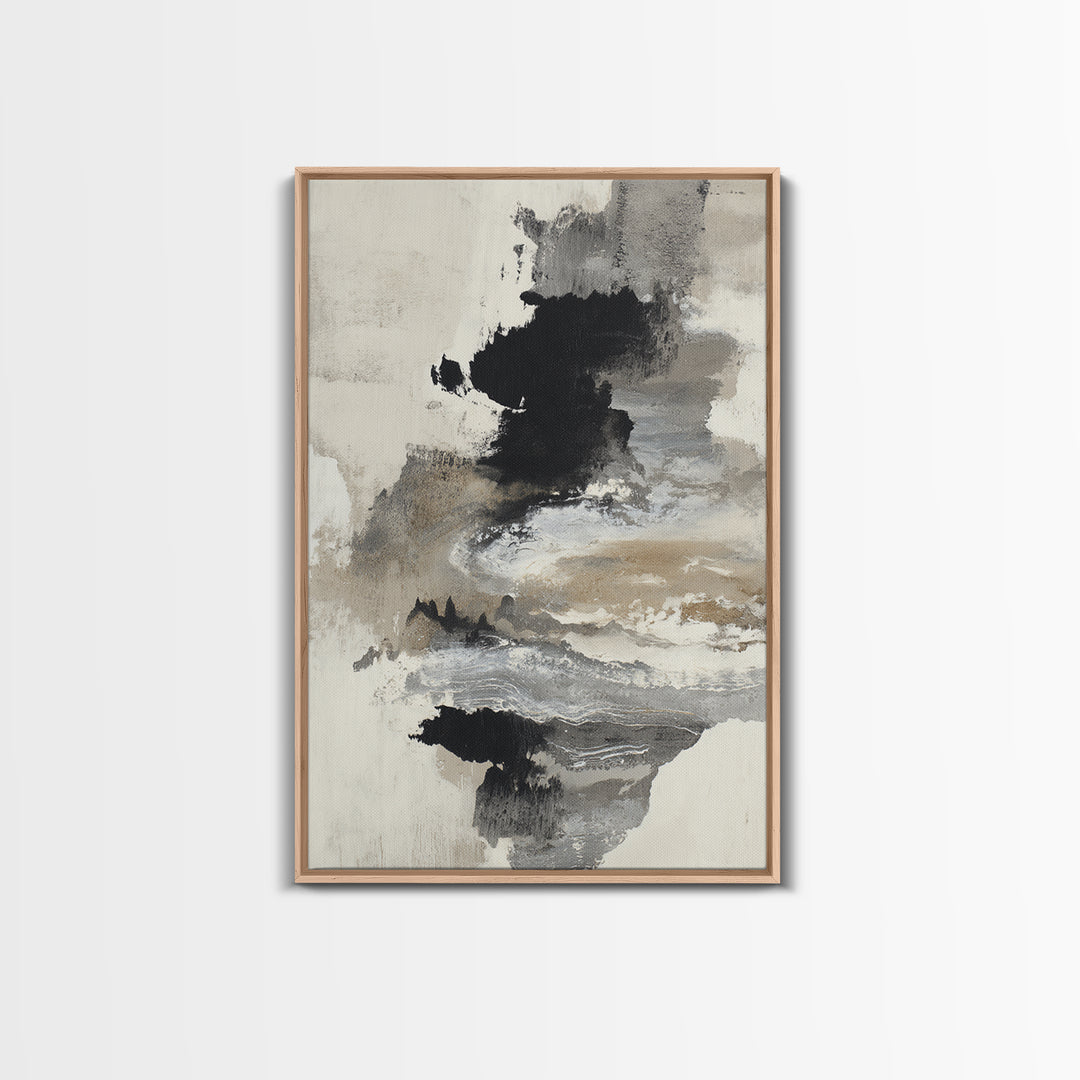 Minimal Black Ink Composition Canvas Print, Above Sofa Art, Oversized Wall Art, Living Room Decor, Fine Art, Statement, ASA-2x3-16