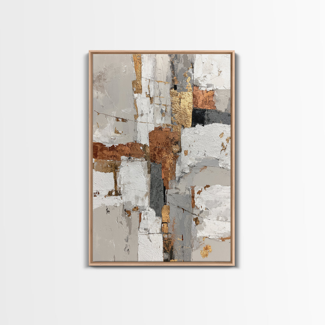 Luxury Monochrome Stone Composition Framed Canvas Print, Above Sofa Art, Canvas Print, Living Room Decor, Fine Art, Statement, ASA-2x3-3