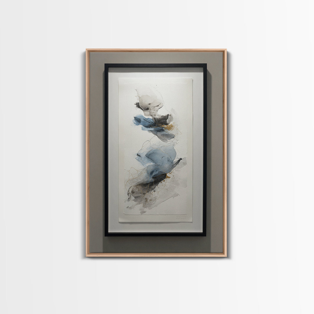 Minimal Black Ink Composition Canvas Print, Above Sofa Art, Floral Wall Art, Living Room Decor, Statement, Luxury Decor, ASA-2x3-40