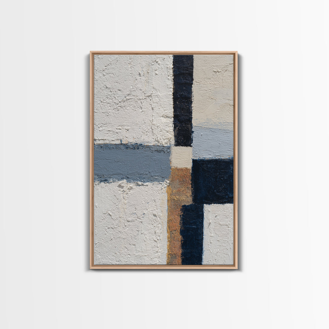 Bold Navy and Ivory Abstract Brushwork Canvas Print, Above Sofa Art, Boho Decor, Living Room Decor, Fine Art, Statement, ASA-2x3-50