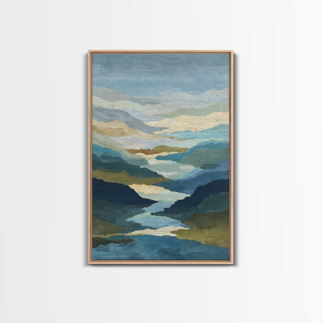 Abstract River Bends Framed Canvas Print, Above Sofa Art, Botanical Wall Art, Living Room Decor, Fine Art, Statement, ASA-2x3-55