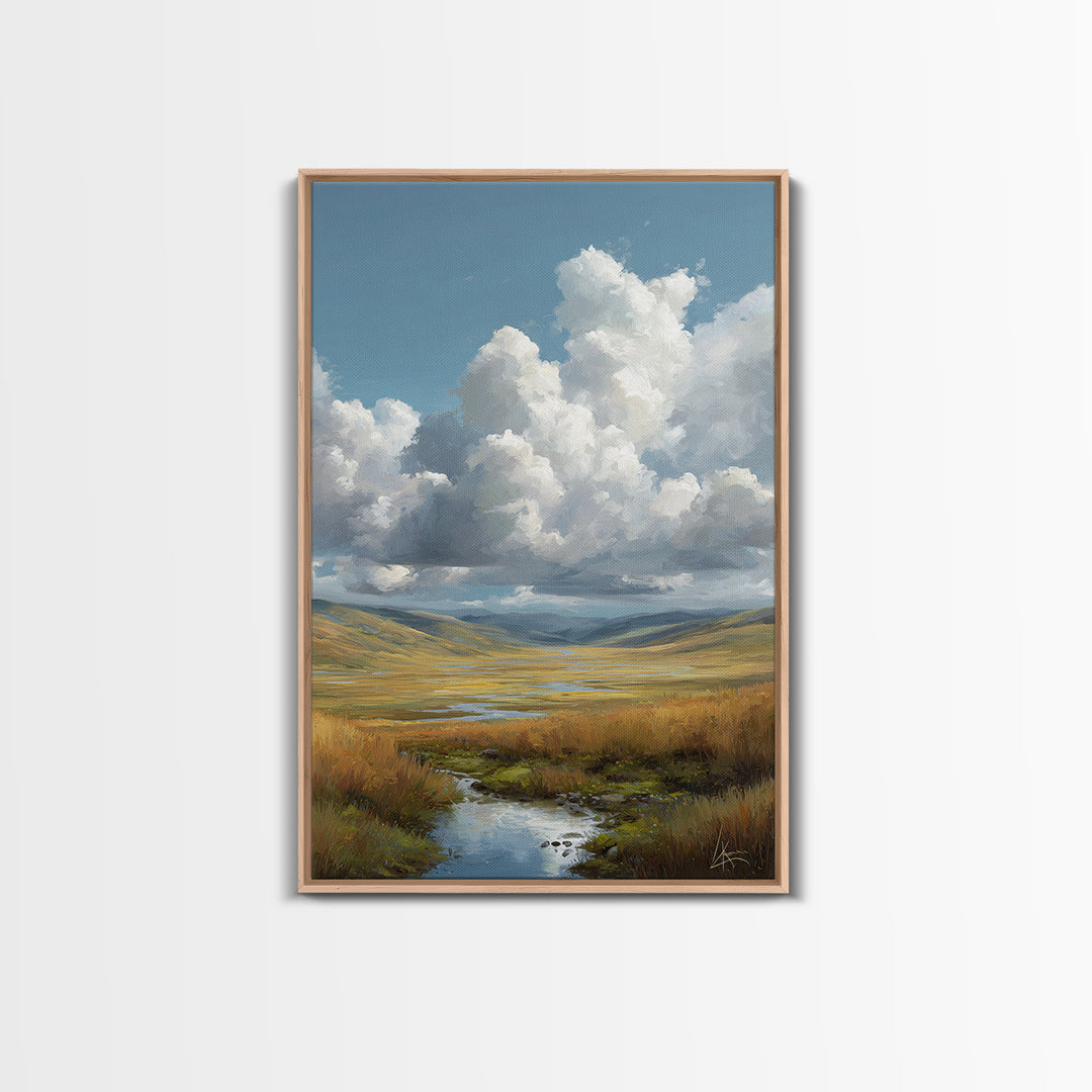 Dramatic Cloudscape over a Distant Valley Canvas Print, Above Sofa Art, Home Decor, Living Room Decor, Fine Art, Statement, ASA-2x3-61