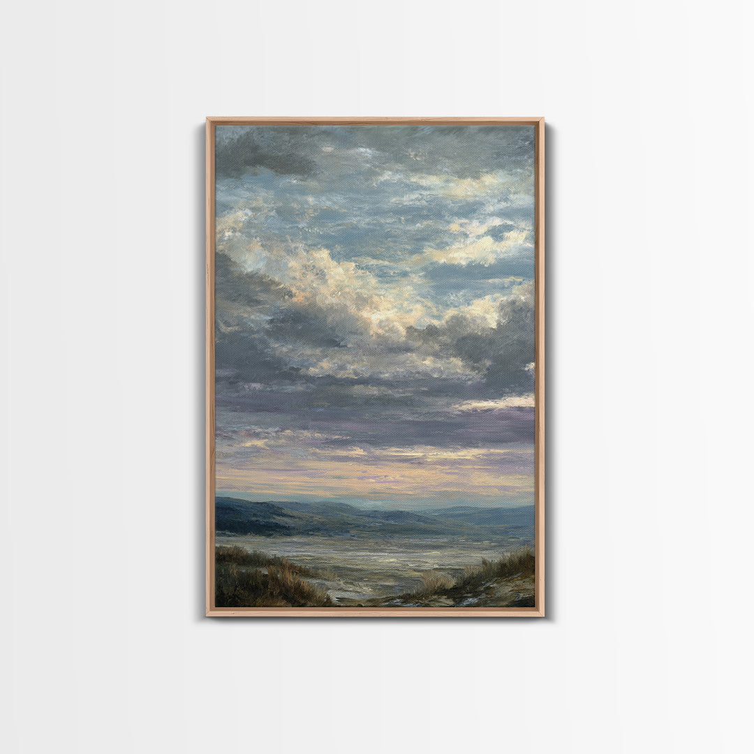 Dramatic Cloudscape over a Distant Valley Canvas Print, Above Sofa Art, Textured Wall Art, Living Room Decor, Statement, ASA-2x3-85