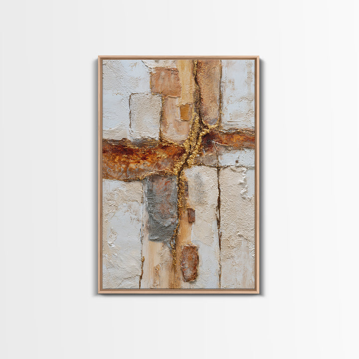 Textured Plaster Abstract Canvas Print, Above Sofa Art, Framed Wall Art, Living Room Decor, Abstract Art, Statement, ASA-2x3-91