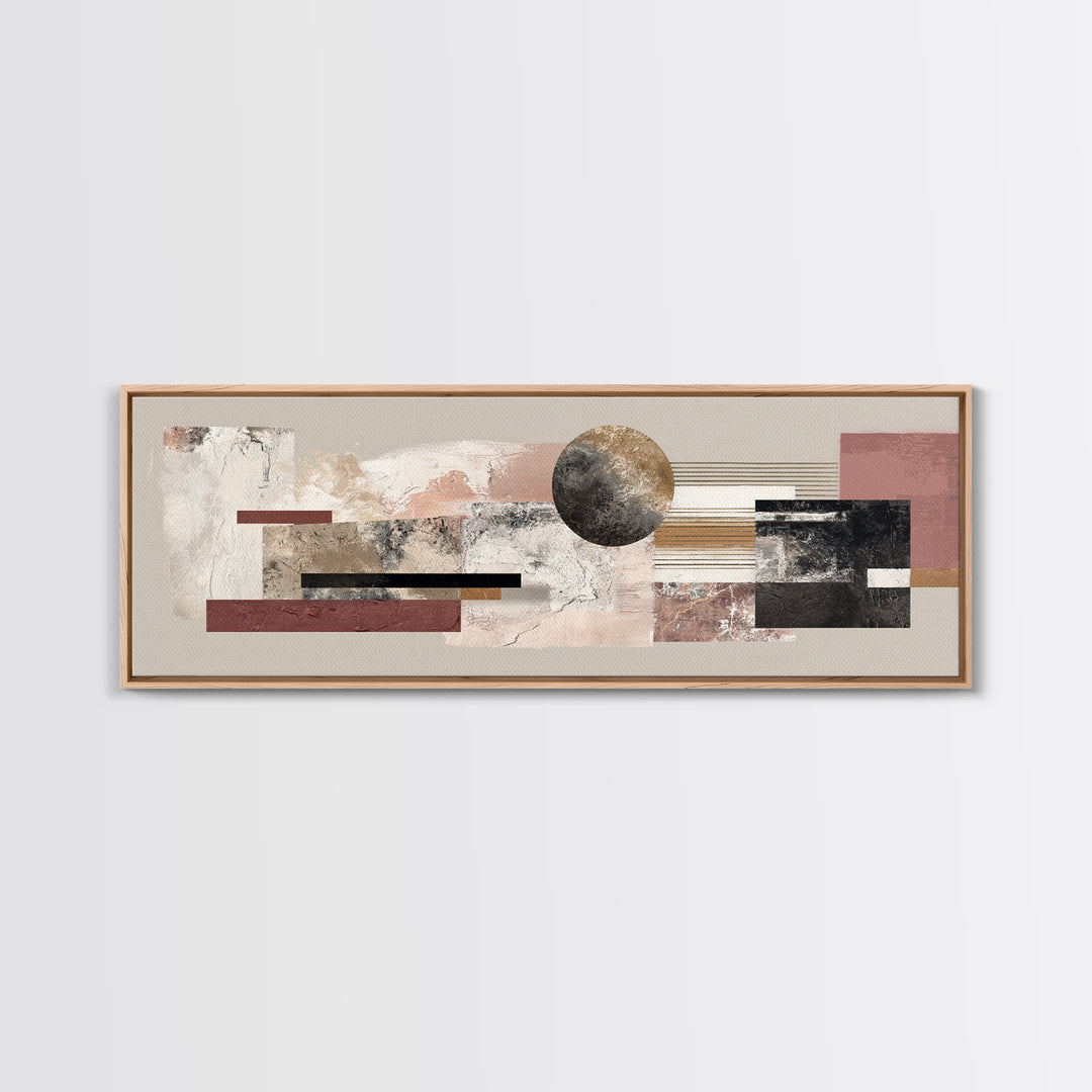 Luxury Monochrome Stone Composition Canvas Print, Above Sofa Art, Japandi Wall Art, Living Room Decor, Watercolor Art, ASA-3x1-11