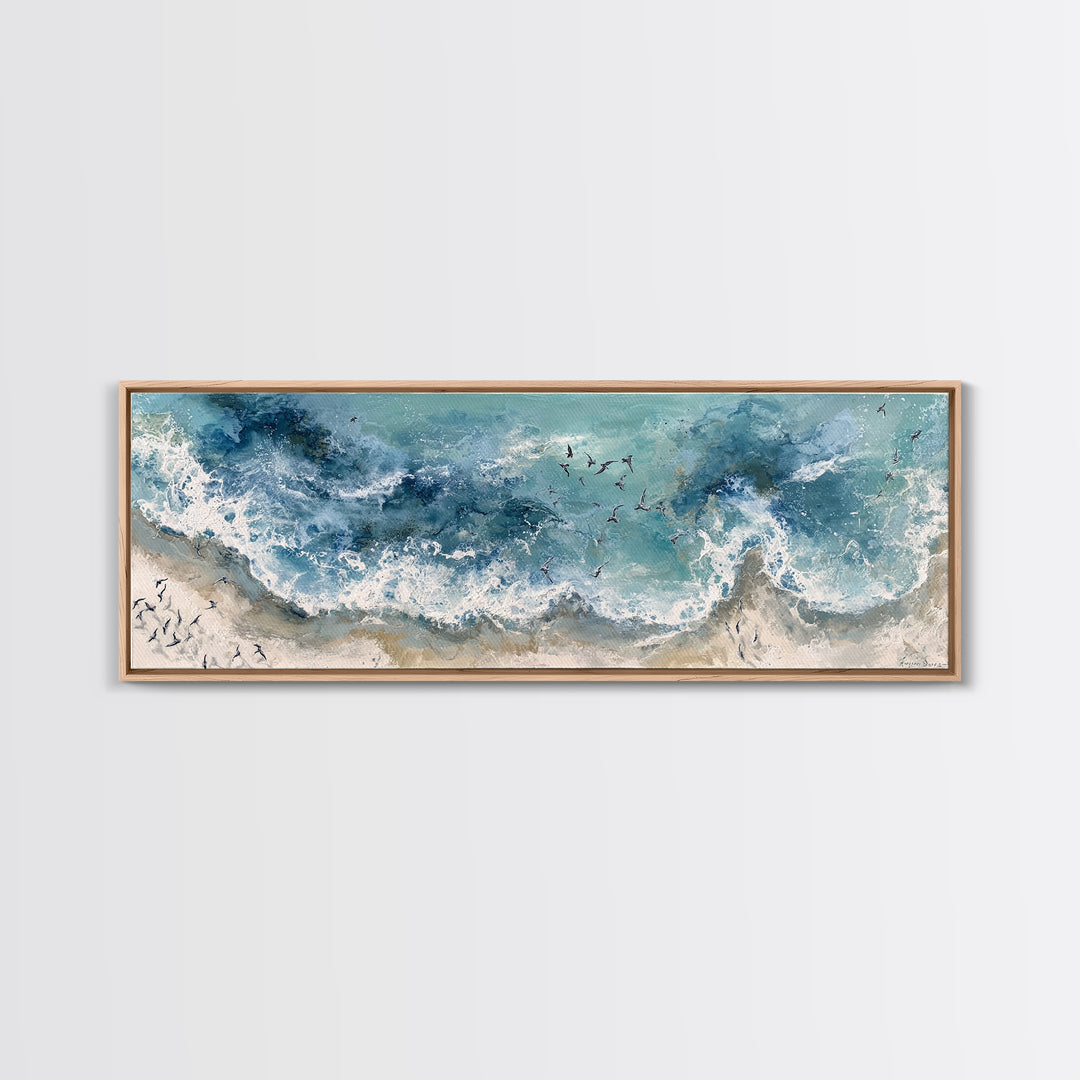 Panoramic Coastal Shoreline from an Aerial View Canvas Print, Above Sofa Art, Wall Decor, Living Room Decor, Statement, ASA-3x1-19