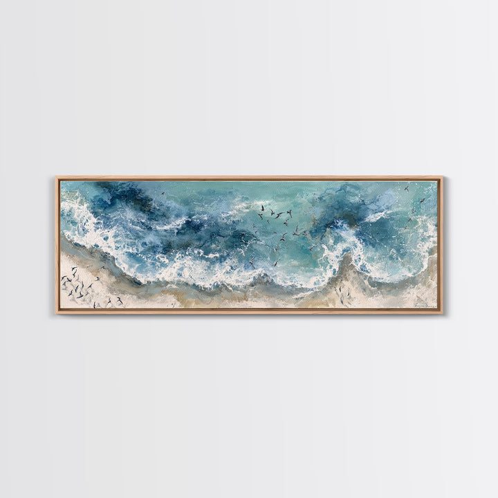 Panoramic Coastal Shoreline from an Aerial View Canvas Print, Above Sofa Art, Wall Decor, Living Room Decor, Statement, ASA-3x1-19