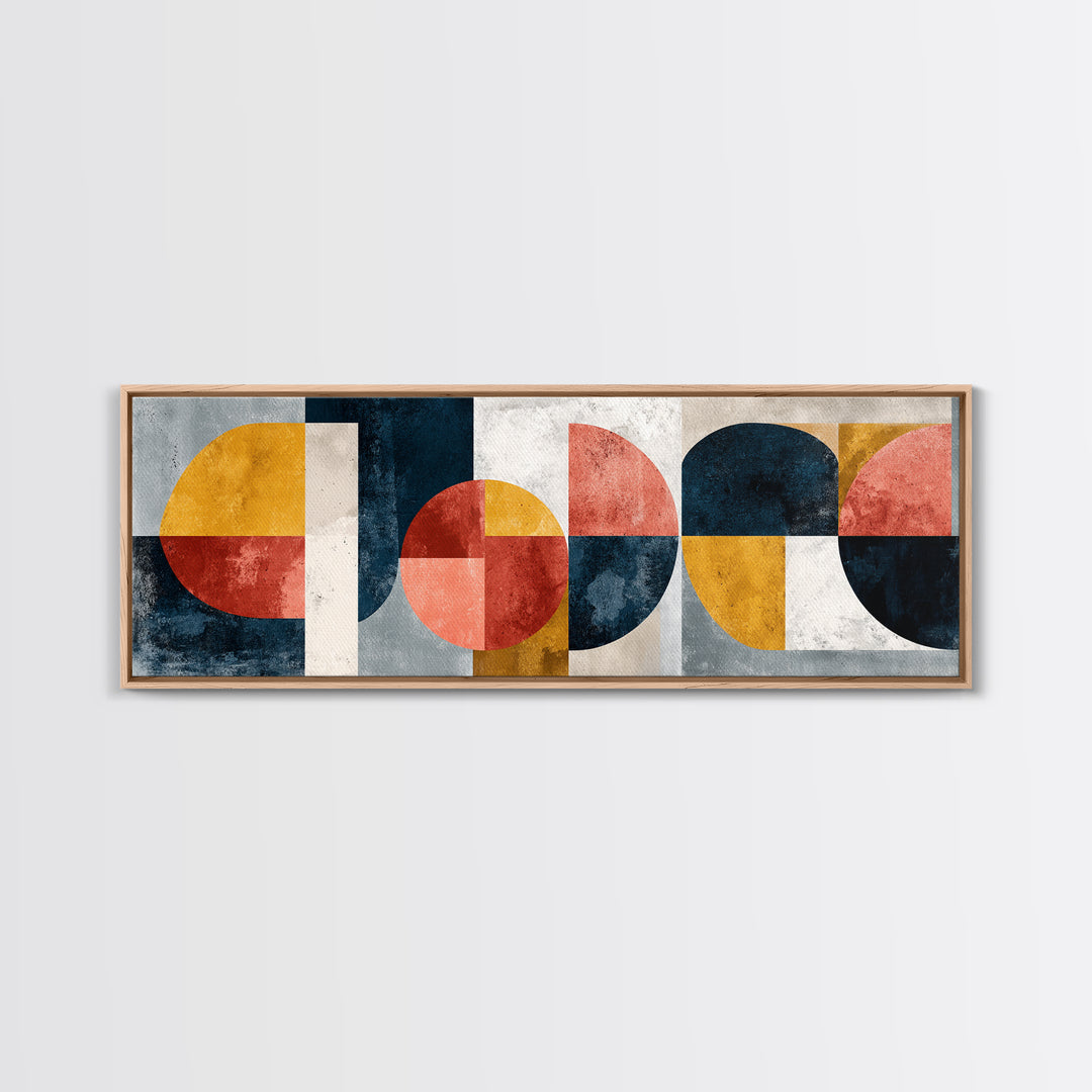 Bold Mid Century Geometric Forms Canvas Print, Above Sofa Art, Floral Wall Art, Living Room Decor, Fine Art, Statement, ASA-3x1-20