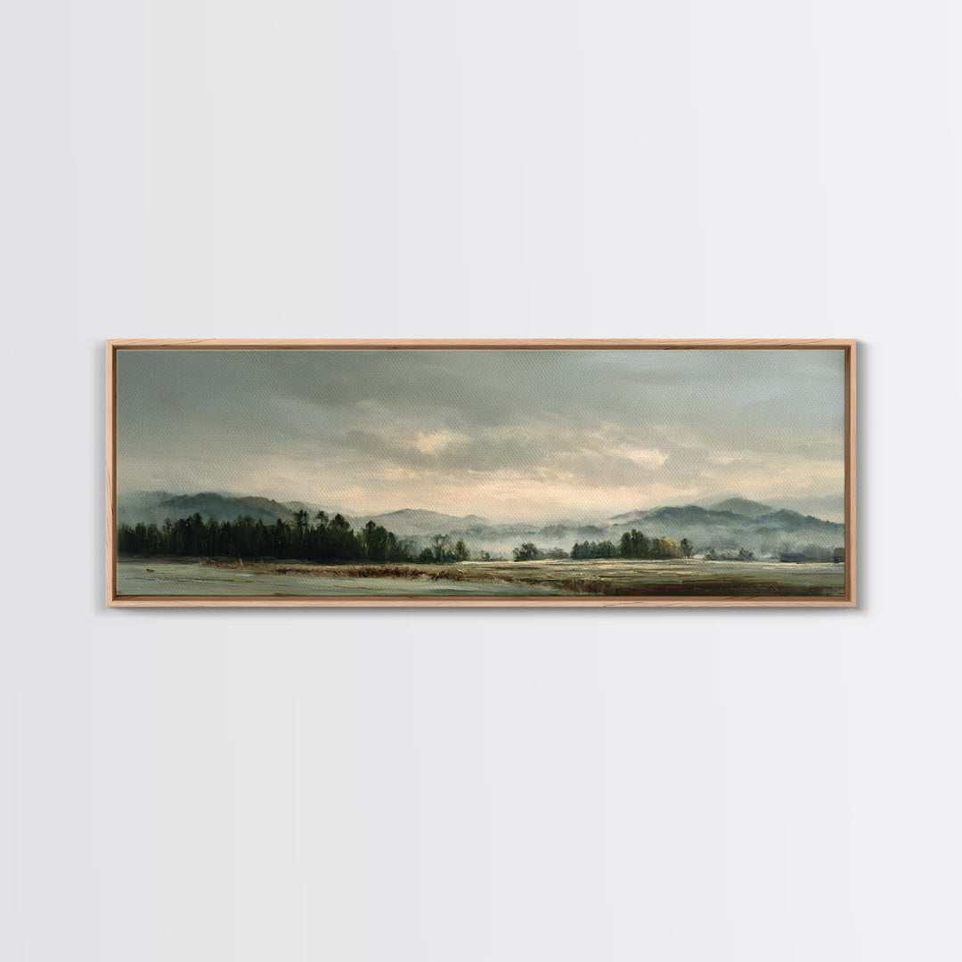Gallery Style Landscape with Expansive Negative Space Canvas Print, Above Sofa Art, Botanical Wall Art, Living Room Decor, ASA-3x1-40