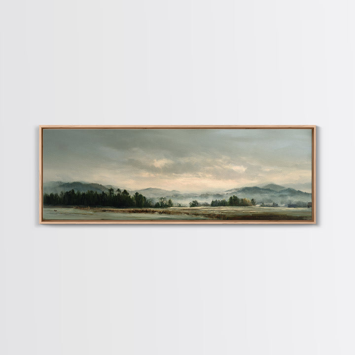 Gallery Style Landscape with Expansive Negative Space Canvas Print, Above Sofa Art, Botanical Wall Art, Living Room Decor, ASA-3x1-40