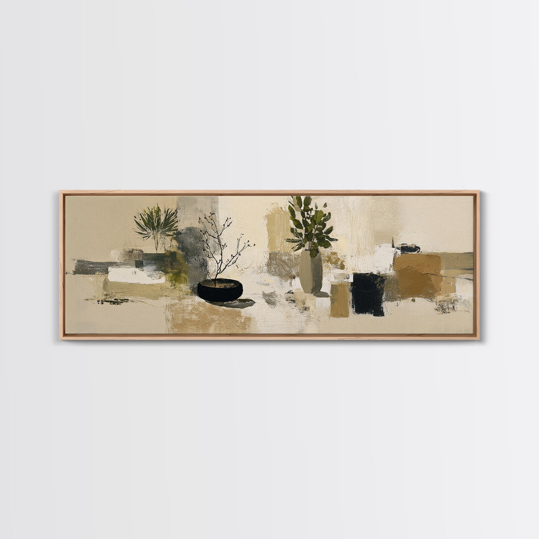 Large Neutral Still Life Canvas Print, Above Sofa Art, Living Room Wall Art, Living Room Decor, Watercolor Art, Statement, ASA-3x1-54