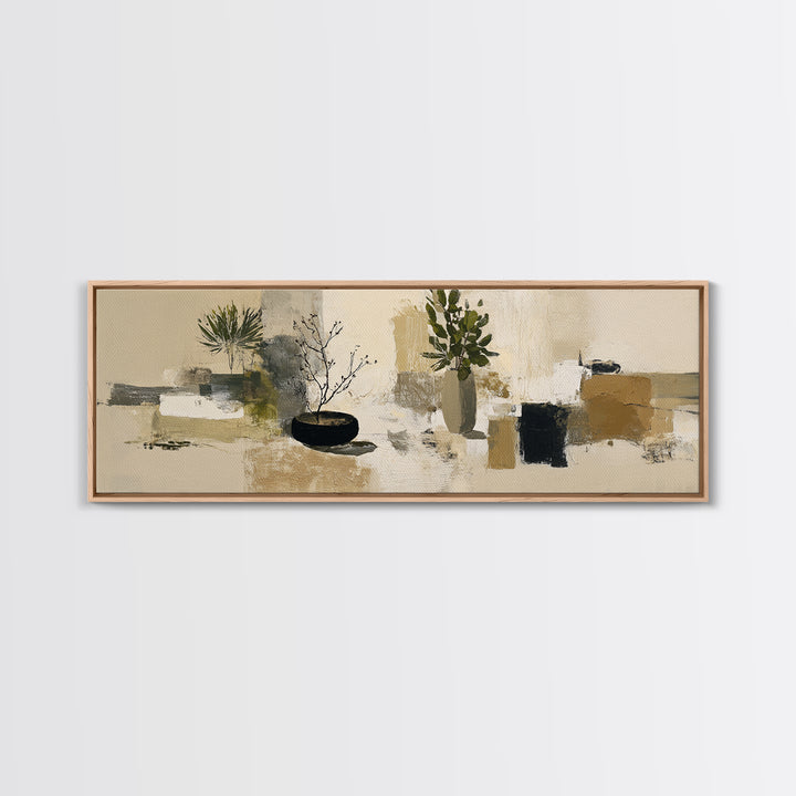 Large Neutral Still Life Canvas Print, Above Sofa Art, Living Room Wall Art, Living Room Decor, Watercolor Art, Statement, ASA-3x1-54