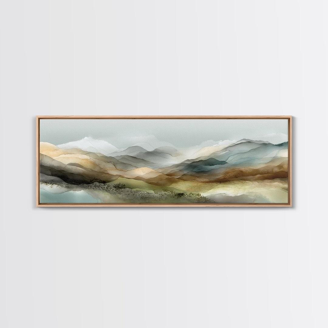 Abstract River Bends Framed Canvas Print, Above Sofa Art, Boho Decor, Living Room Decor, Abstract Art, Statement, ASA-3x1-63
