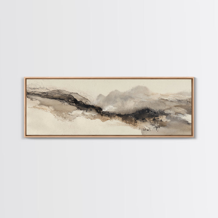 Minimal Black Ink Composition Framed Canvas Print, Above Sofa Art, Minimalist Decor, Living Room Decor, Fine Art, Statement, ASA-3x1-72