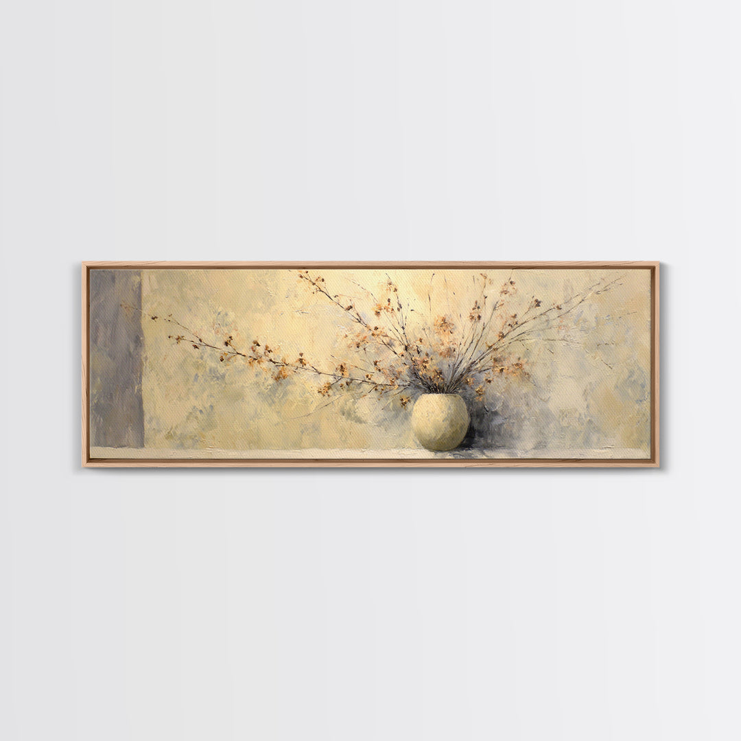 Large Neutral Still Life Canvas Print, Above Sofa Art, Textured Painting, Living Room Decor, Oil Painting, Statement, ASA-3x1-78