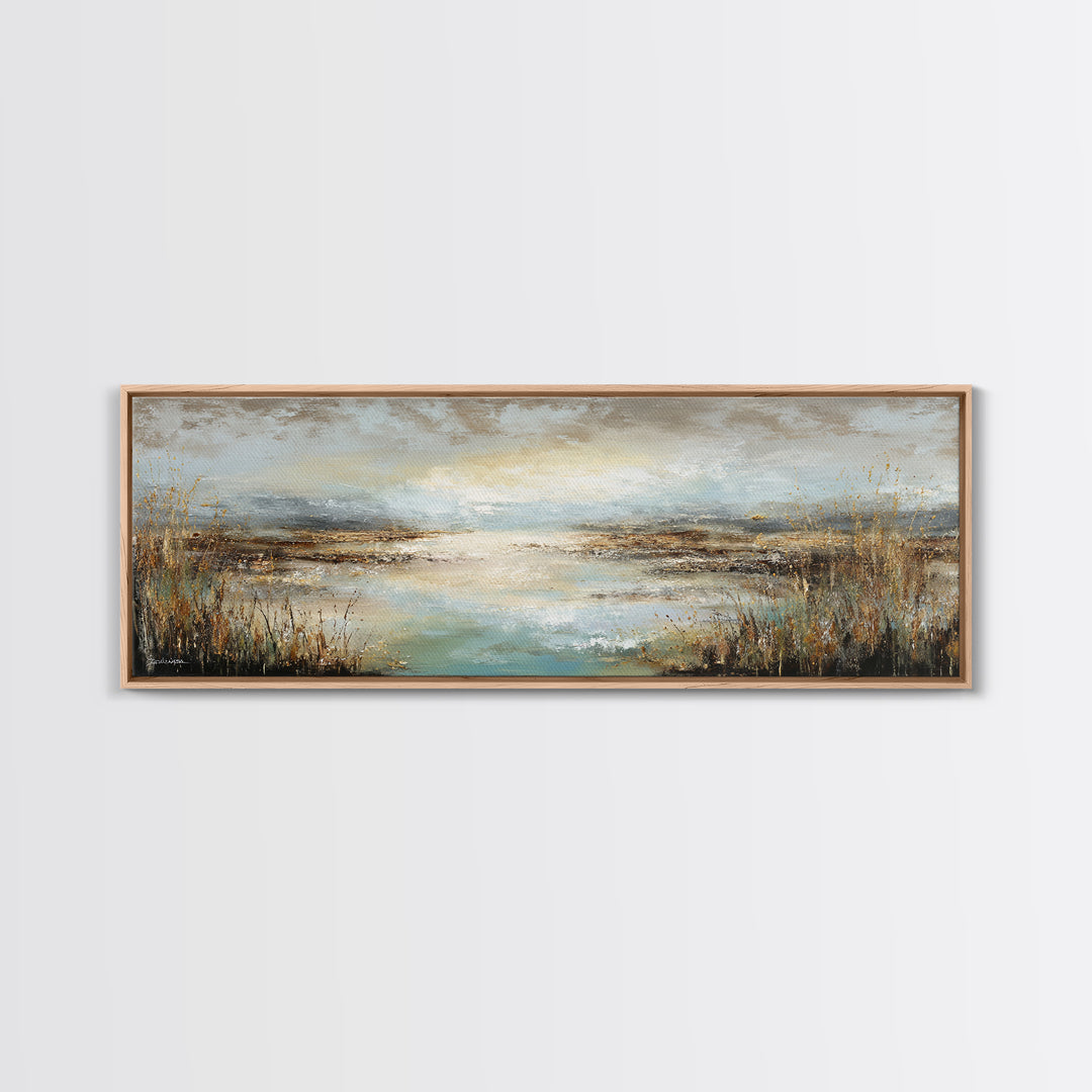 Oversized Abstract Landscape Framed Canvas Print, Above Sofa Art, Above Bed Decor, Living Room Decor, Fine Art, Statement, ASA-3x1-89