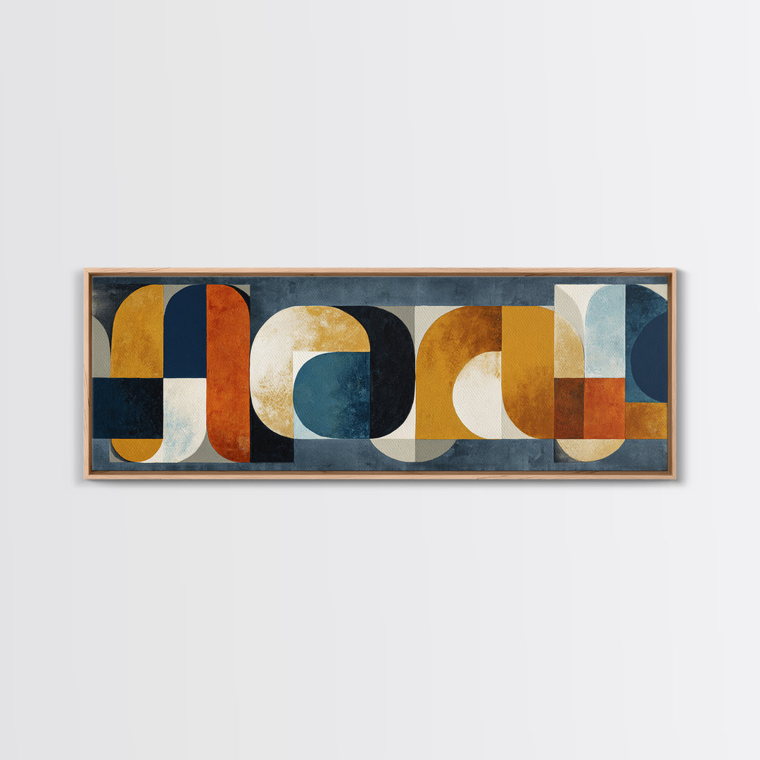 Bold Mid Century Geometric Forms Canvas Print, Above Sofa Art, Mid Century Modern, Living Room Decor, Fine Art, Statement, ASA-3x1-92