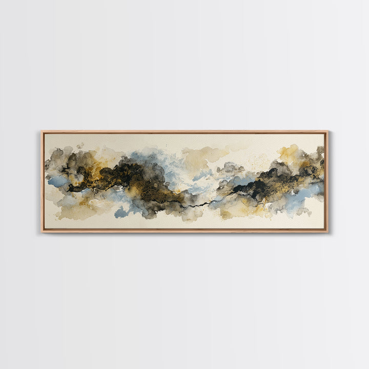 Minimal Black Ink Composition Canvas Print, Above Sofa Art, Japandi Wall Art, Living Room Decor, Fine Art, Statement, ASA-3x1-96