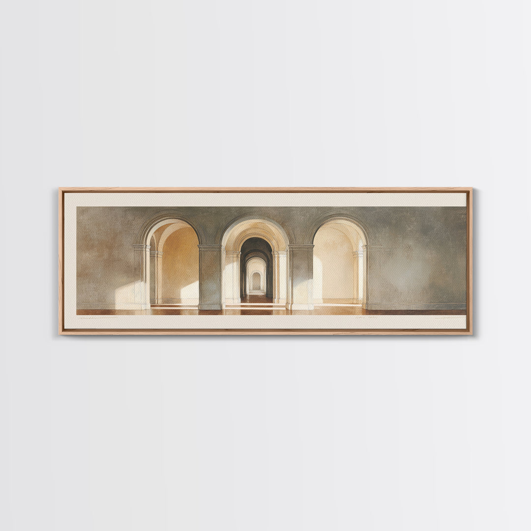 Architectural Arch Study Canvas Print, Above Sofa Art, Japandi Wall Art, Living Room Decor, Watercolor Art, Statement, ASA-3x1-97