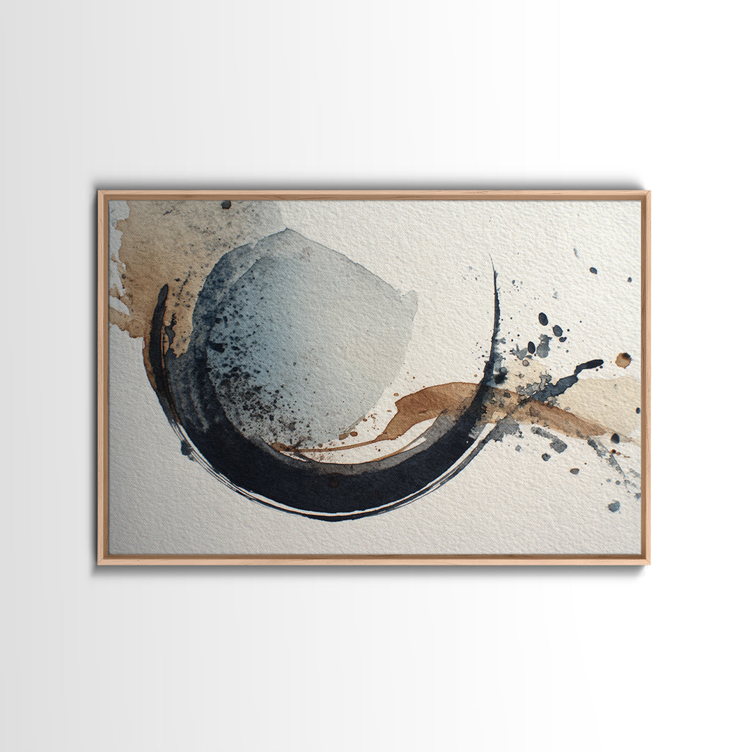 Minimal Black Ink Composition Canvas Print, Above Sofa Art, Mid Century Modern, Living Room Decor, Fine Art, Statement, ASA-3x2-12