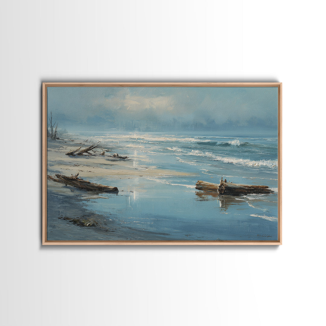 Moody Seascape at Twilight Canvas Print, Above Sofa Art, Large Wall Art, Living Room Decor, Watercolor Art, Statement, ASA-3x2-16