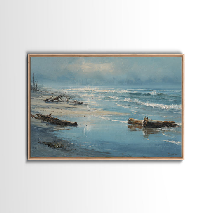 Moody Seascape at Twilight Canvas Print, Above Sofa Art, Large Wall Art, Living Room Decor, Watercolor Art, Statement, ASA-3x2-16