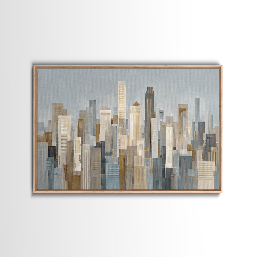 Quiet City Skyline Reduced to Elegant Shapes Canvas Print, Above Sofa Art, Minimalist Decor, Living Room Decor, Statement, ASA-3x2-2