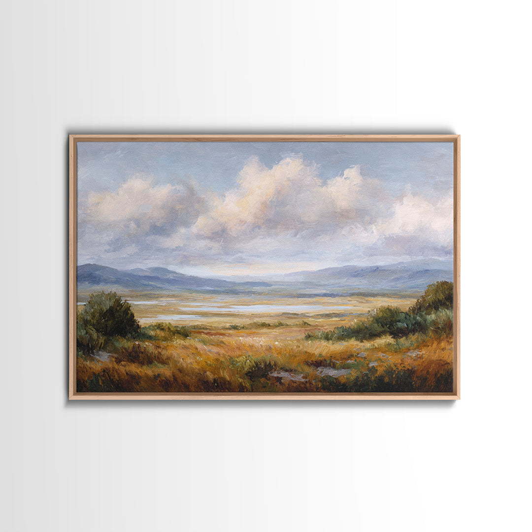 Dramatic Cloudscape over a Distant Valley Canvas Print, Above Sofa Art, Horizontal Wall Art, Living Room Decor, Statement, ASA-3x2-33