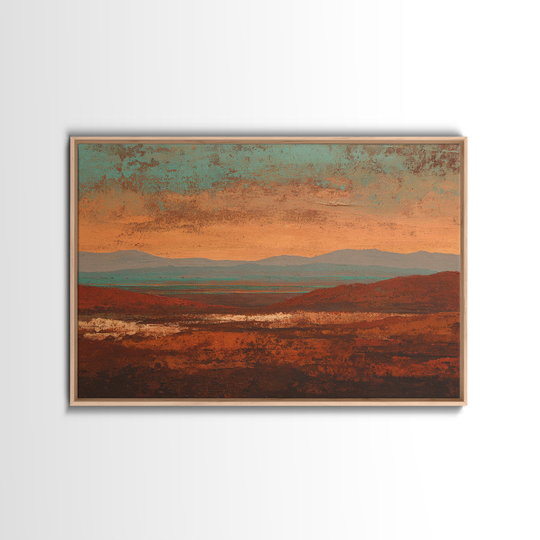 Abstract Canyon Landscape Framed Canvas Print, Above Sofa Art, Watercolor Painting, Living Room Decor, Fine Art, Statement, ASA-3x2-35