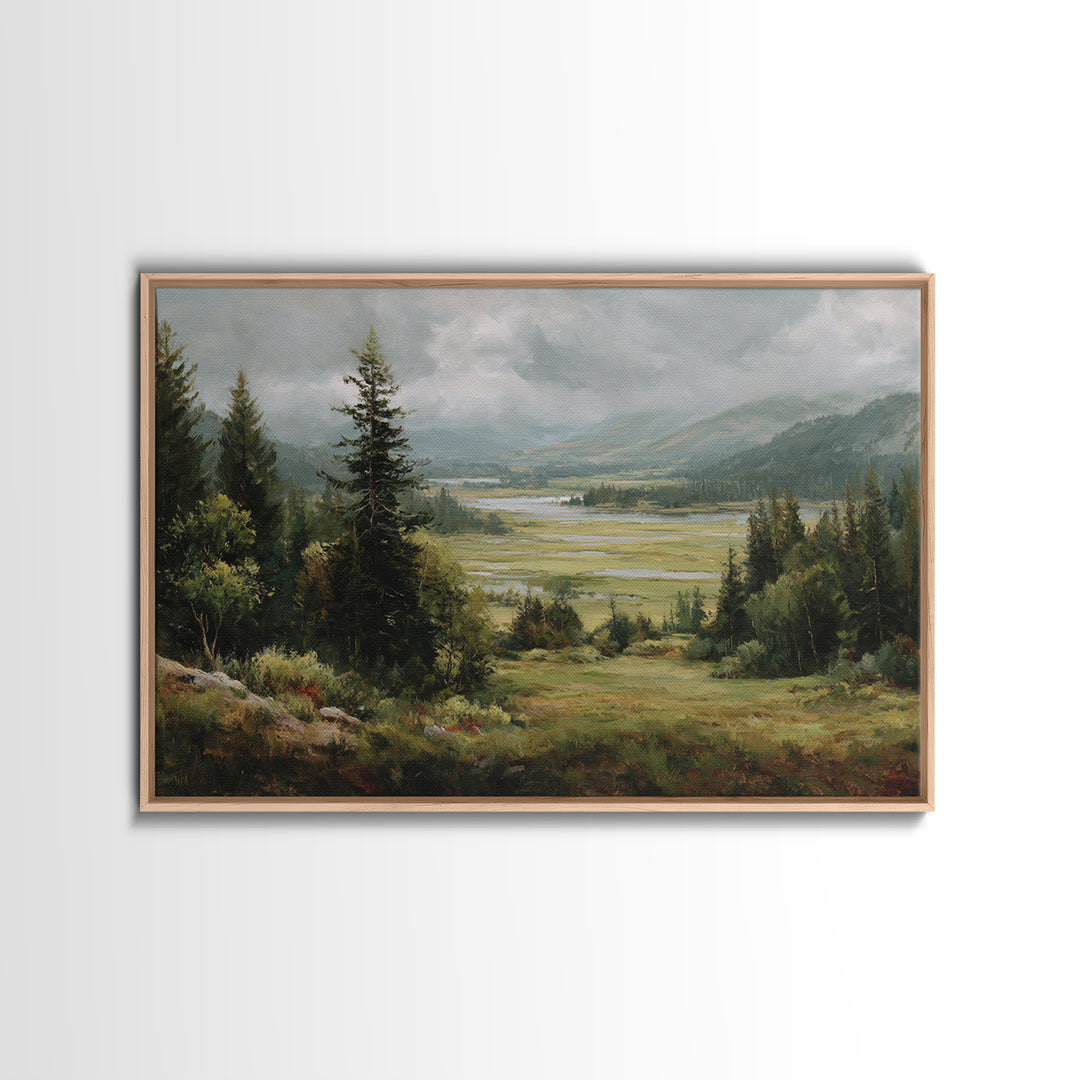 Wide Olive and Beige Meadow Panorama Canvas Print, Above Sofa Art, Textured Wall Art, Living Room Decor, Fine Art, Statement, ASA-3x2-38