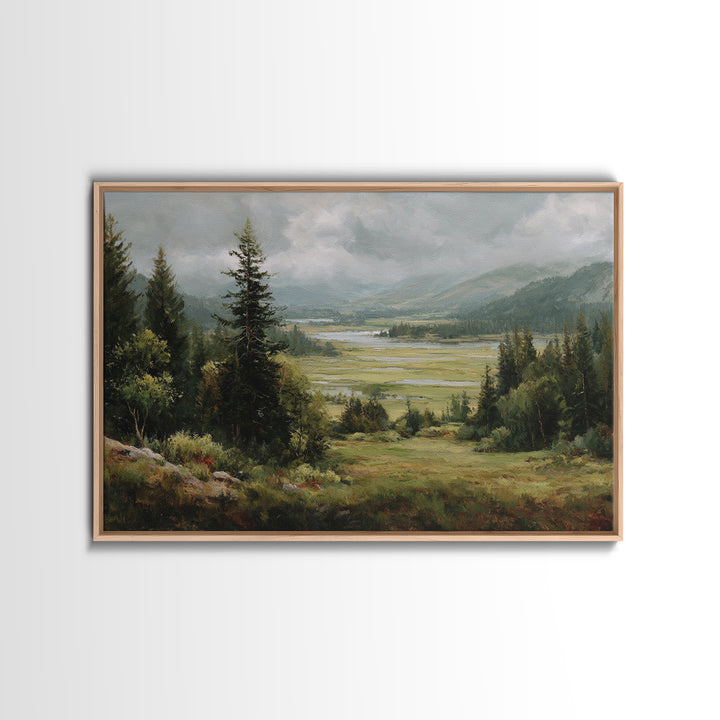 Wide Olive and Beige Meadow Panorama Canvas Print, Above Sofa Art, Textured Wall Art, Living Room Decor, Fine Art, Statement, ASA-3x2-38