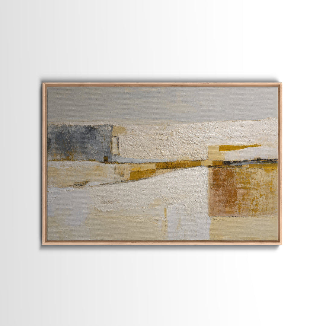 Luxury Monochrome Stone Composition Framed Canvas Print, Above Sofa Art, Minimalist Wall Art, Living Room Decor, Oil Painting, ASA-3x2-47